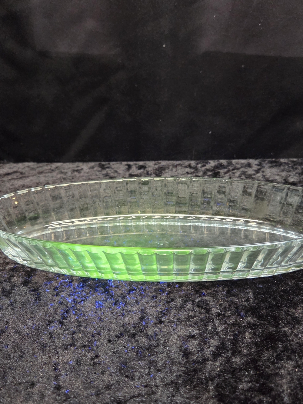 Vintage Heisey - Celery Dish - Clear Glass - 12" Long Oval Glows Under UV Light